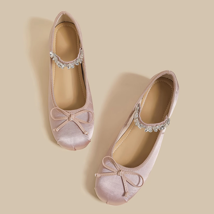 小さいサイズ インヒールきらきらバレエシューズ 4cmUP 羊革インソール　ピンク