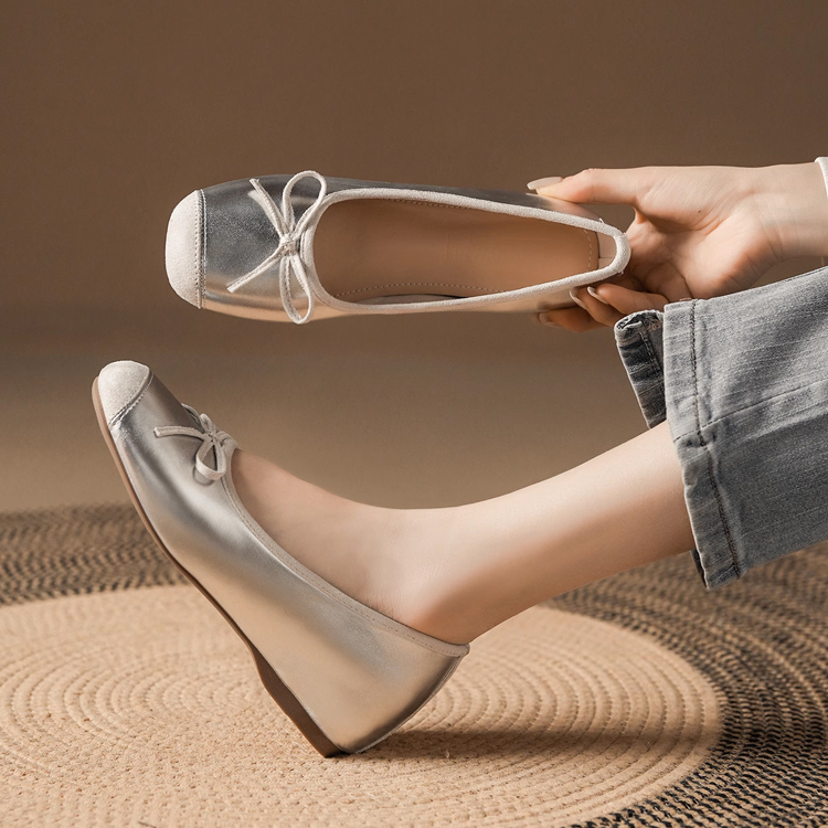 小さいサイズ インヒール切り替えバレエシューズ 5cmUP  歩きやすい 走れる