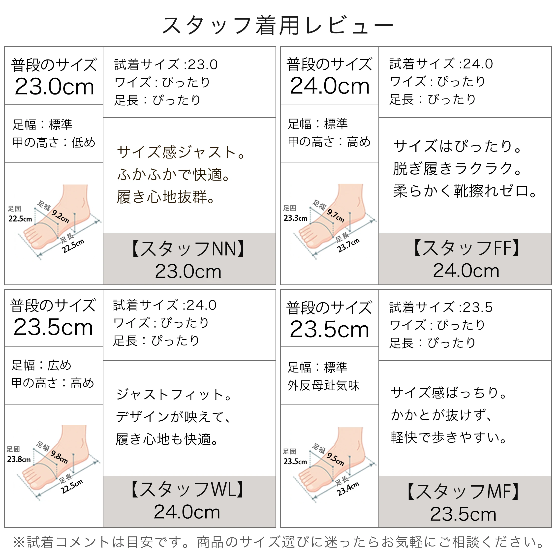 本革のリボン付きVカットショートブーツ。スタッフのサイズ別レビュー。