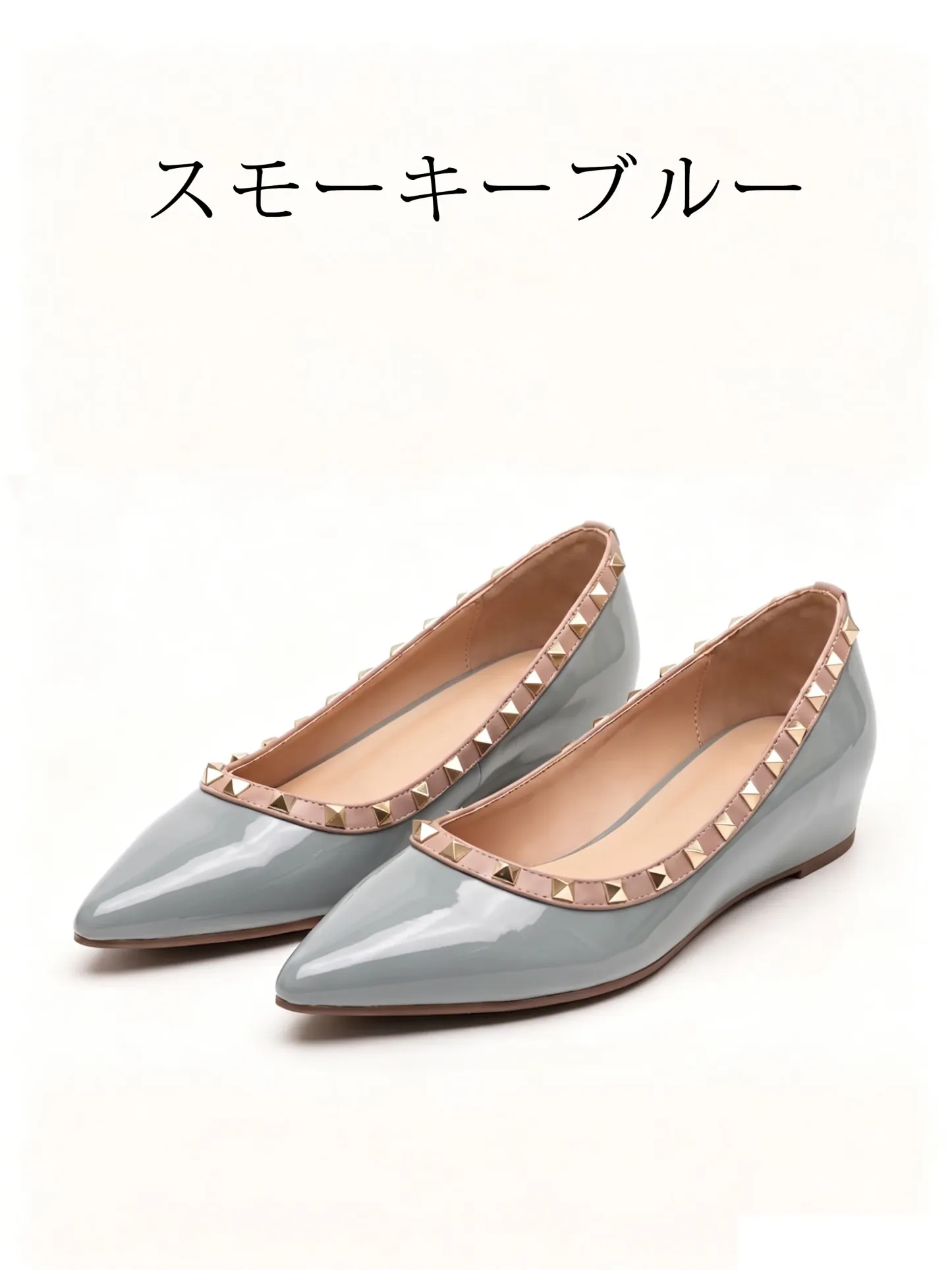 【ロングセラー】KENPOGEN エナメルパンプス スタッズ 5cmUP インヒール 履きやすい 痛くない おしゃれ 通勤 