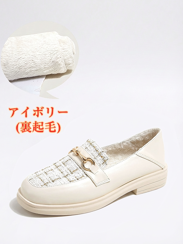 KENPOGEN ビット付きローファー ツイード 3cmヒール 履きやすい 疲れにくい 選べる裏起毛・ノーマルタイプ フォーマル オフィス 