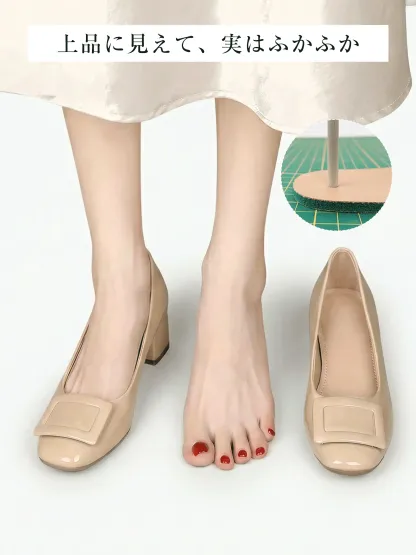 ふかふかクッションインソールで疲れない 走れるパンプス ベージュ 足が痛くならない靴