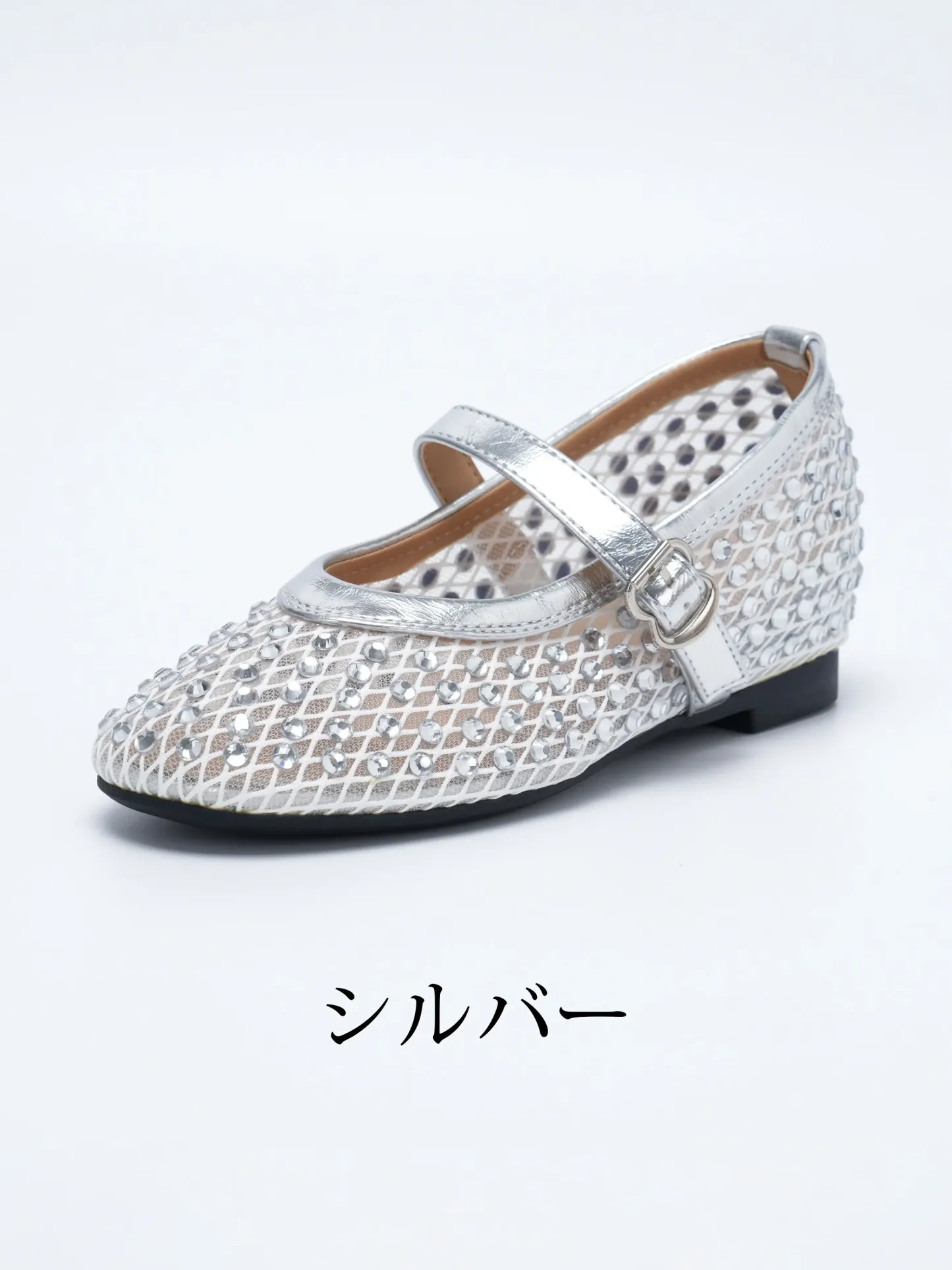 華やかビジュー 5cm美脚メッシュメリージェーン