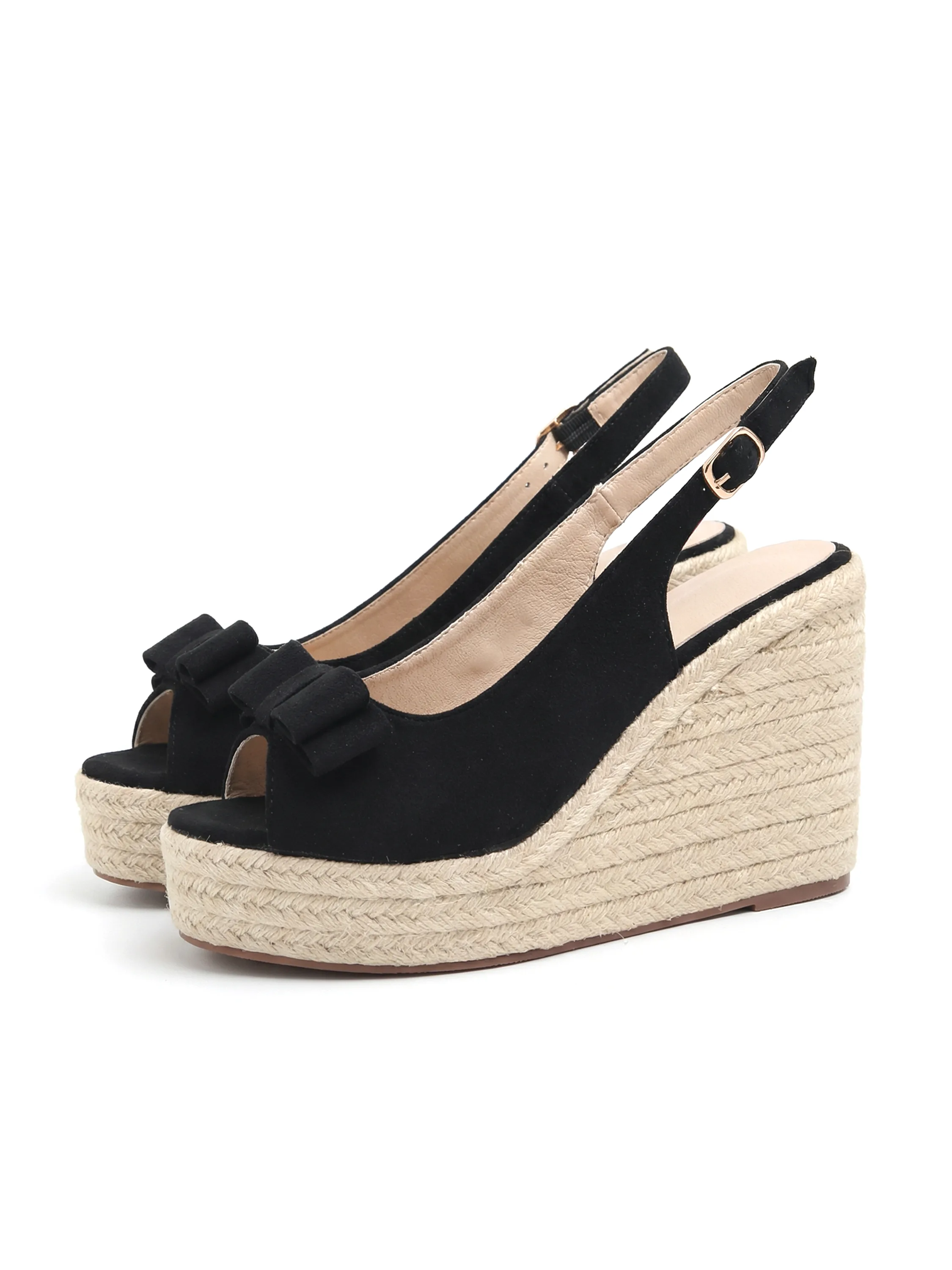 リボン付きウェッジサンダル