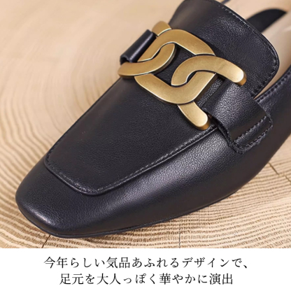 KENPOGEN バックルローファー 牛革 スクエアトゥ 3cmUP 走れる 履きやすい オフィス