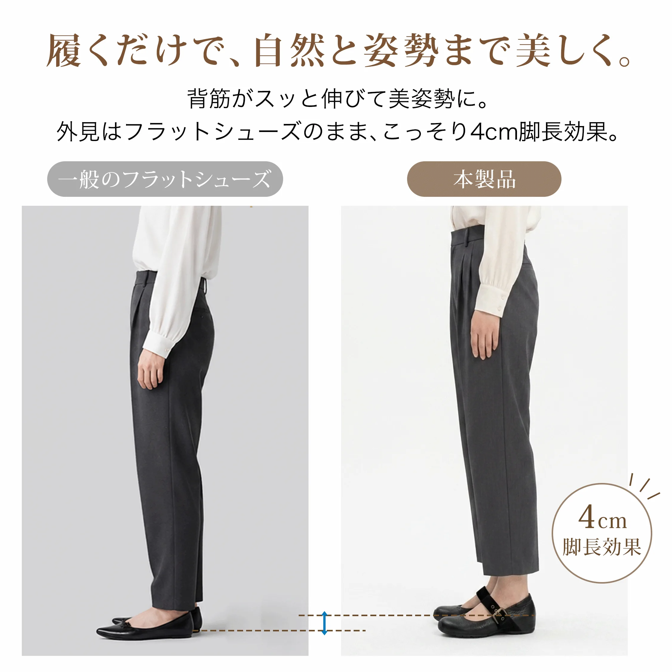 身長が気になる方の脚長補正シューズ