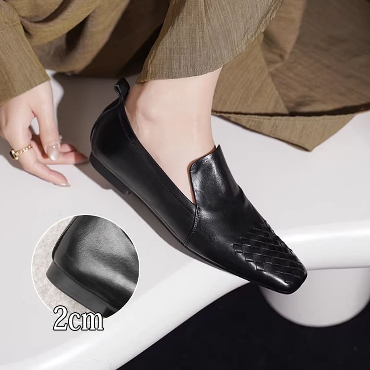 KENPOGEN スクエアトゥパンプス 編み込み 2cmヒール ぺたんこ靴 走れる 痛くない 歩きやすい オフィス お仕事