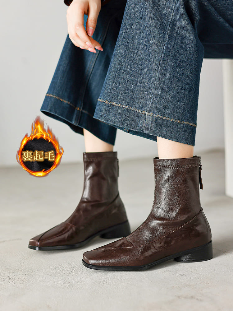 スクエアトゥ ストレッチブーツ