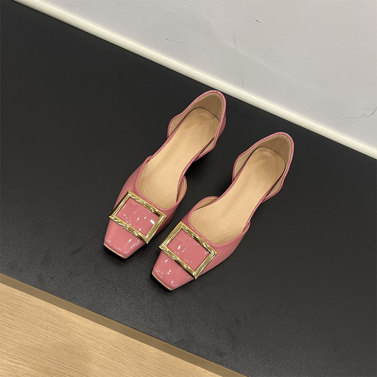 スクエアバックル サイドオープンパンプス