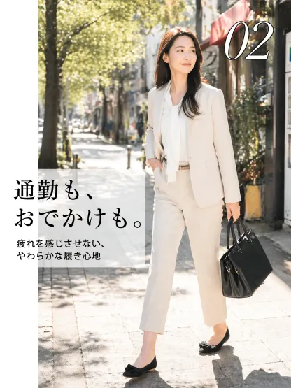 【洗濯機OK・大人可愛いフリル】KENPOGEN ニットパンプス ぺたんこ靴 スクエアトゥ 柔らかい 伸縮性 走れる 全十色展開 通勤 お出かけ 幅広