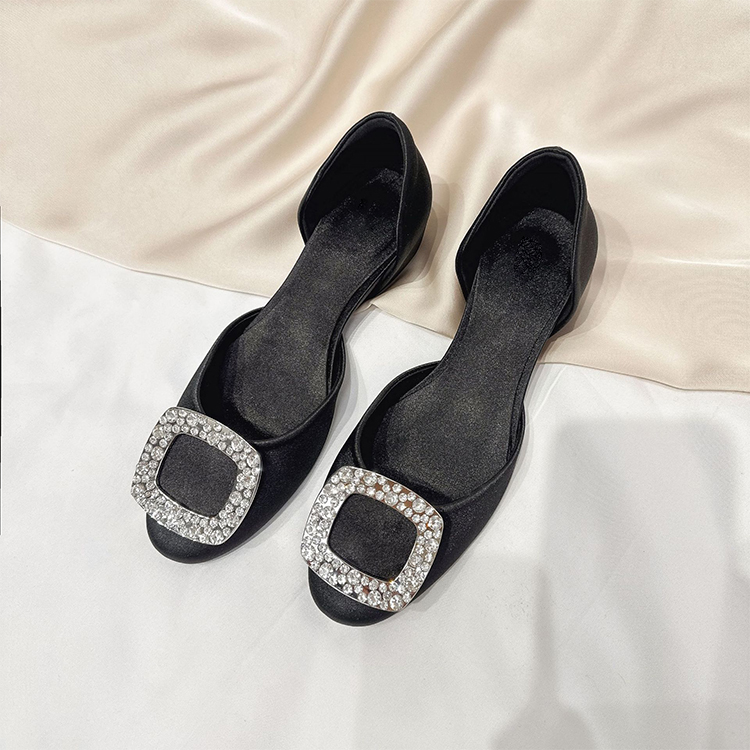 ビジューバックル サイドオープン 美脚パンプス