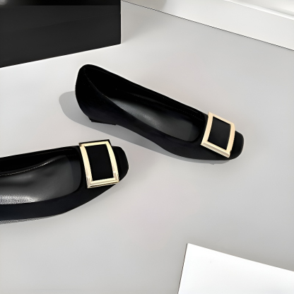 ビッグバックル 6cm美脚スエードパンプス