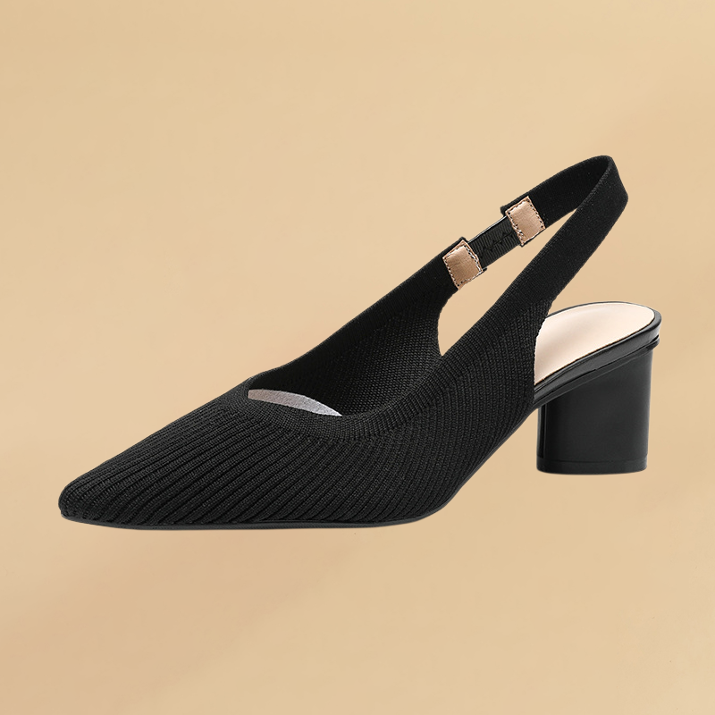 KENPOGEN メッシュサンダル ポインテッドトゥパンプス 5cmUP バックストラップ 歩きやすい