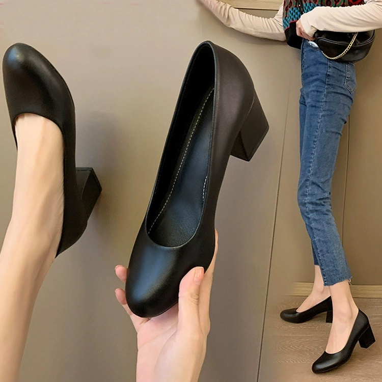 幅広 パンプス 外反母趾 ヒール 太め 5.5cm  歩きやすい オフィス