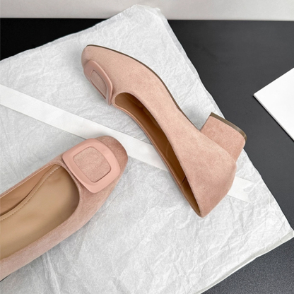 KENPOGEN バックルパンプス スクエアトゥ インヒール 4cmUP スエード 疲れにくい 美脚 通勤 オフィス