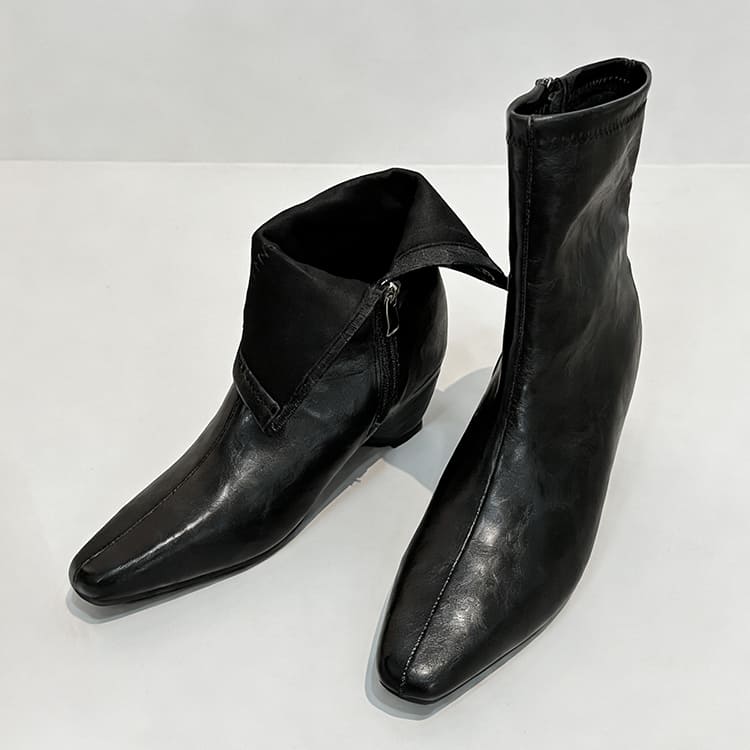 KENPOGEN ファスナー ブーツ インヒール ストレッチ 5cmUP スエード スムース ノーマル/裏起毛タイプ 快適フィット 秋冬