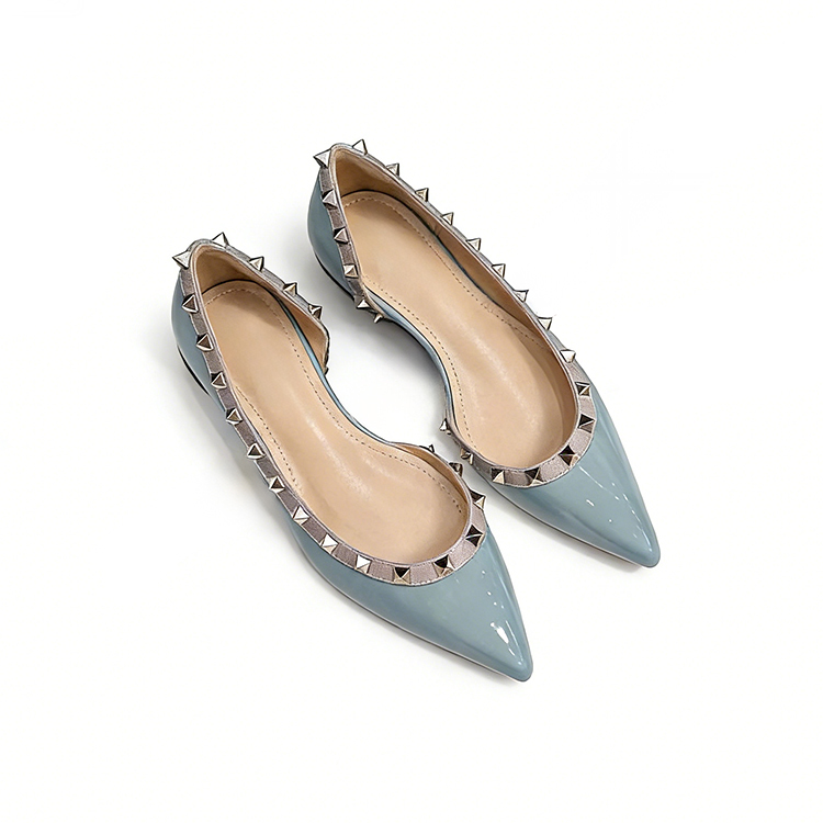 JL-KEN增高4CM铆钉V家尖头侧空凉鞋女