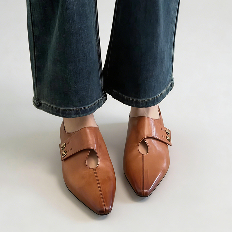 JL-KENアシンメトリー クロスストラップローファー