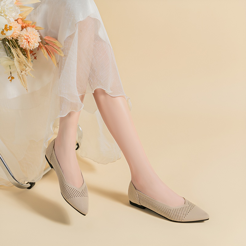 メッシュ ニットパンプス