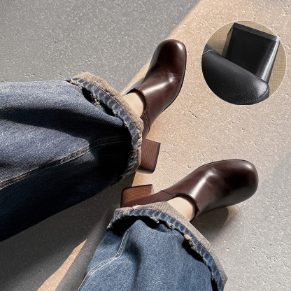 クラシカル チャンキーヒール トゥアップローファー