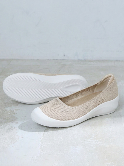 【素足のような超軽量】KENPOGEN ニットパンプス 3cmUP ラウンドトゥ 通気性 蒸れない 屈曲性 痛くない 歩きやすい