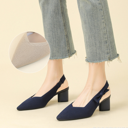 ポインテッドトゥ バックストラップニットパンプス