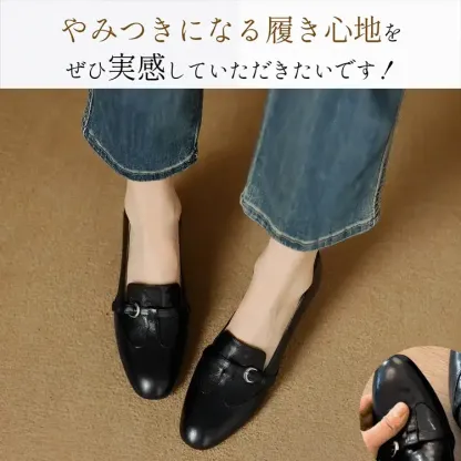 KENPOGEN ラウンドトゥパンプス 羊革 手作り ベルト付き 5.5cmUP チャンキーヒール 疲れない フォーマル