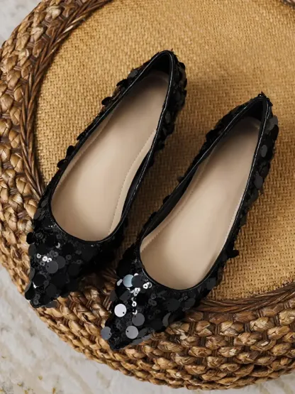 スパンコ-ル・ポインテッドトウパンプス