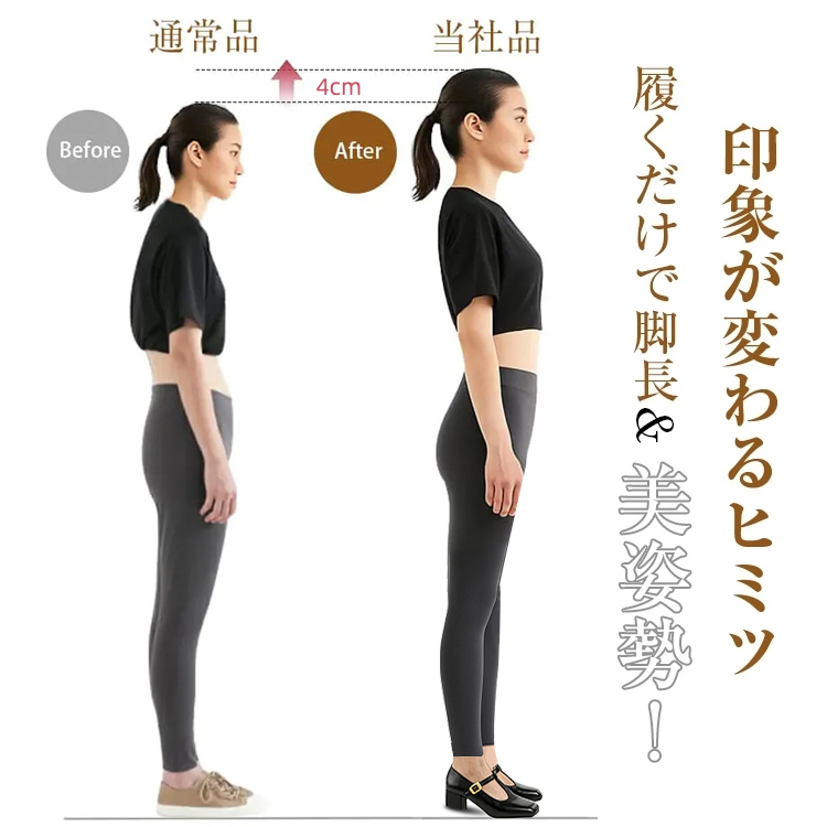 KENPOGEN メリージェーン靴 シープレザー 手作り Tストラップパンプス 4cmUP チャンキーヒール スクエアトゥ 美脚