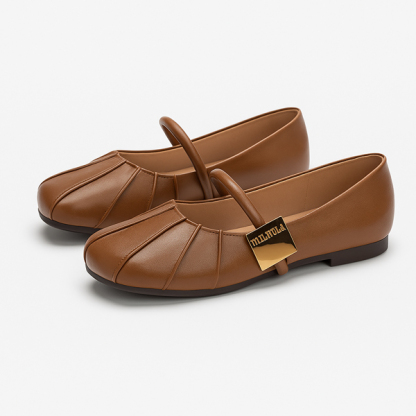 幅広4E メリージェーン靴 バックル スクエアトゥ 甲高 ワイド ぽっちゃり足