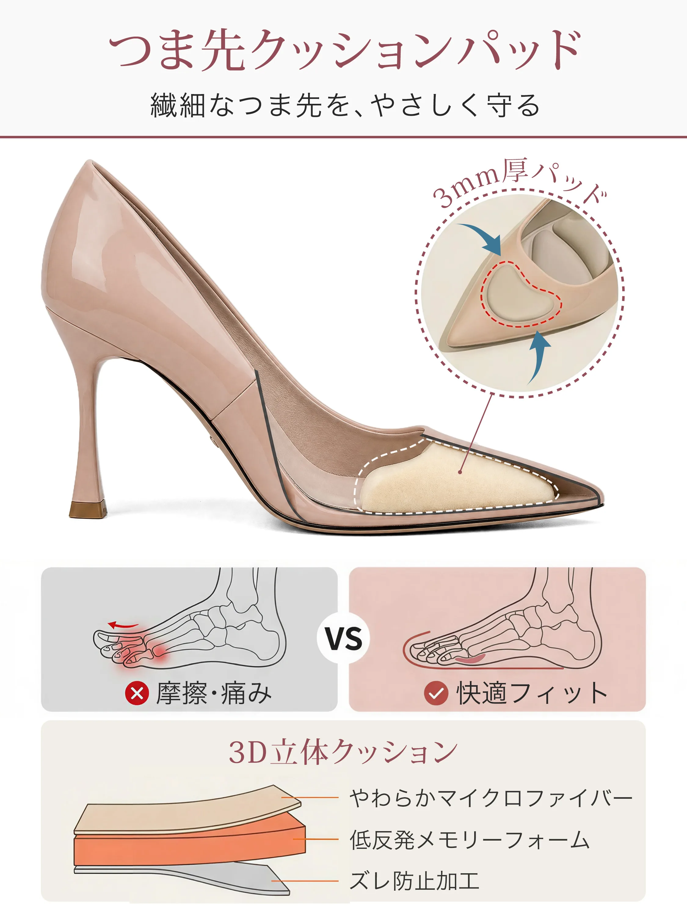 【選べるヒール高さ】KENPOGEN パンプス レディース ポインテッドトゥ 3cm 5cm 7cm 柔らかい スムース エナメル 就活 普段使い オケージョン