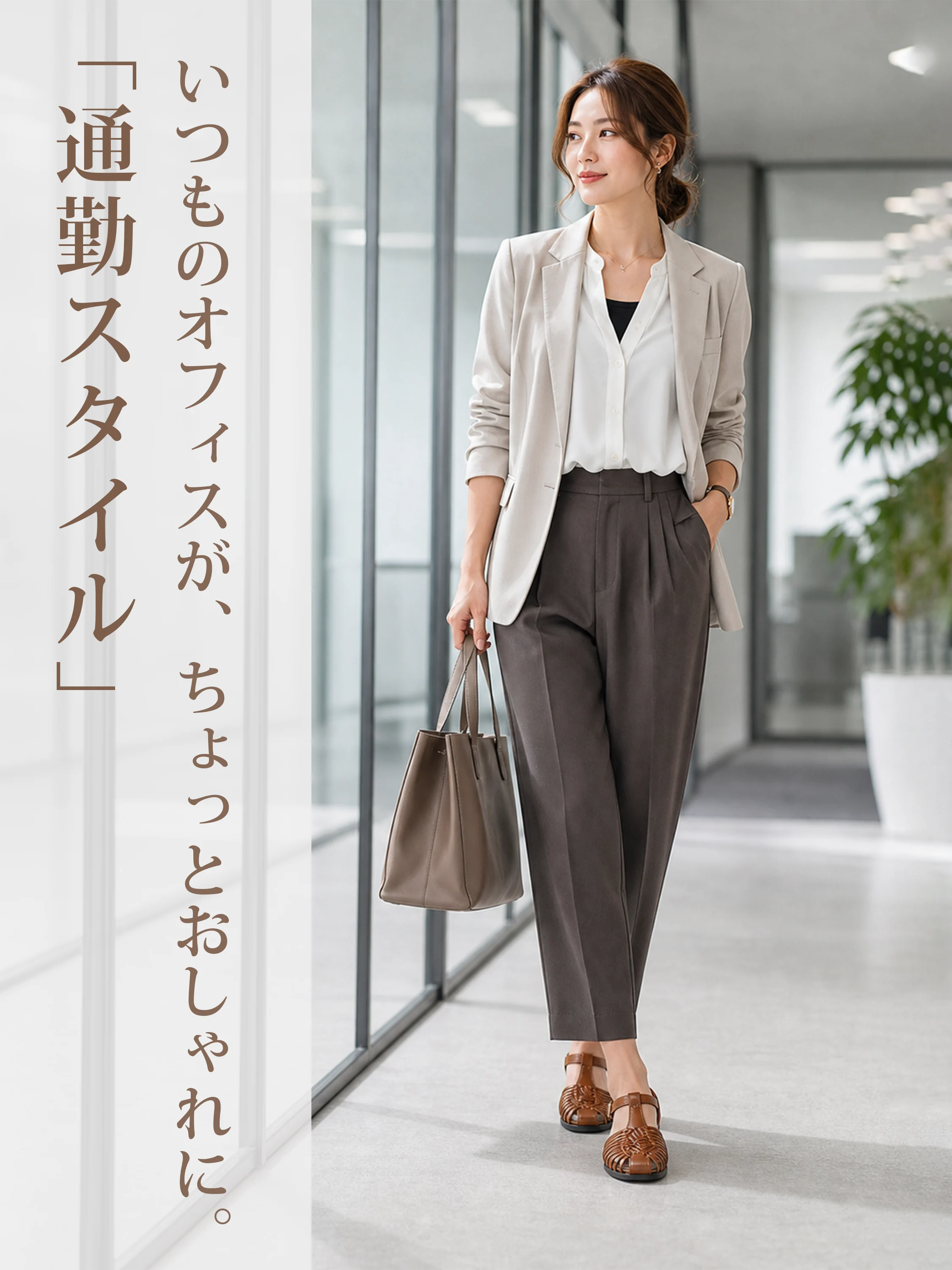 オフィスカジュアルに合うKENPOGEN レディース ブラウンサンダル 通勤向け きれいめメッシュサンダル