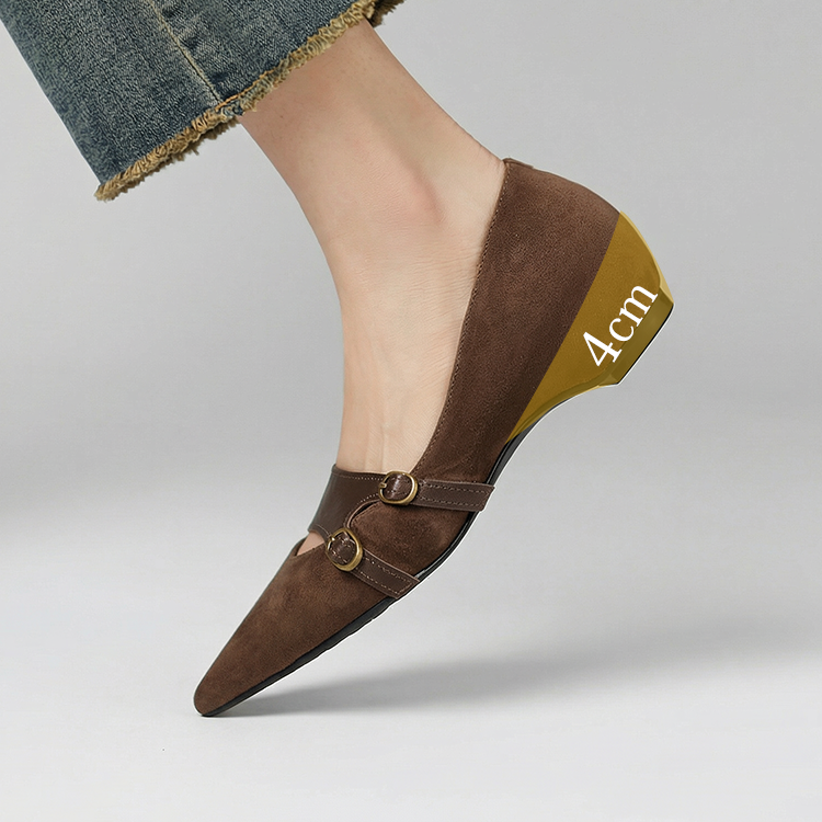 編み込みストラップ Vカット美脚メリージェーン