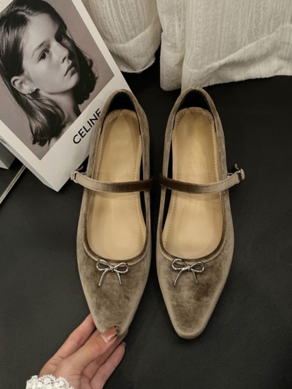 クラシカルリボン インヒールベロアメリージェーン