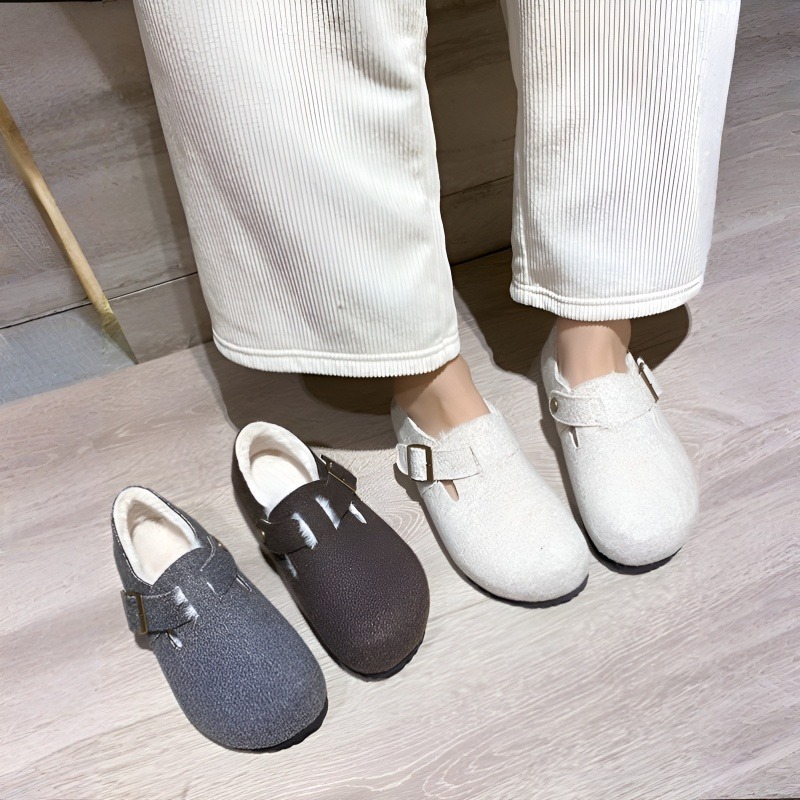 フェルト素材 裏起毛美脚コンフォートシューズ