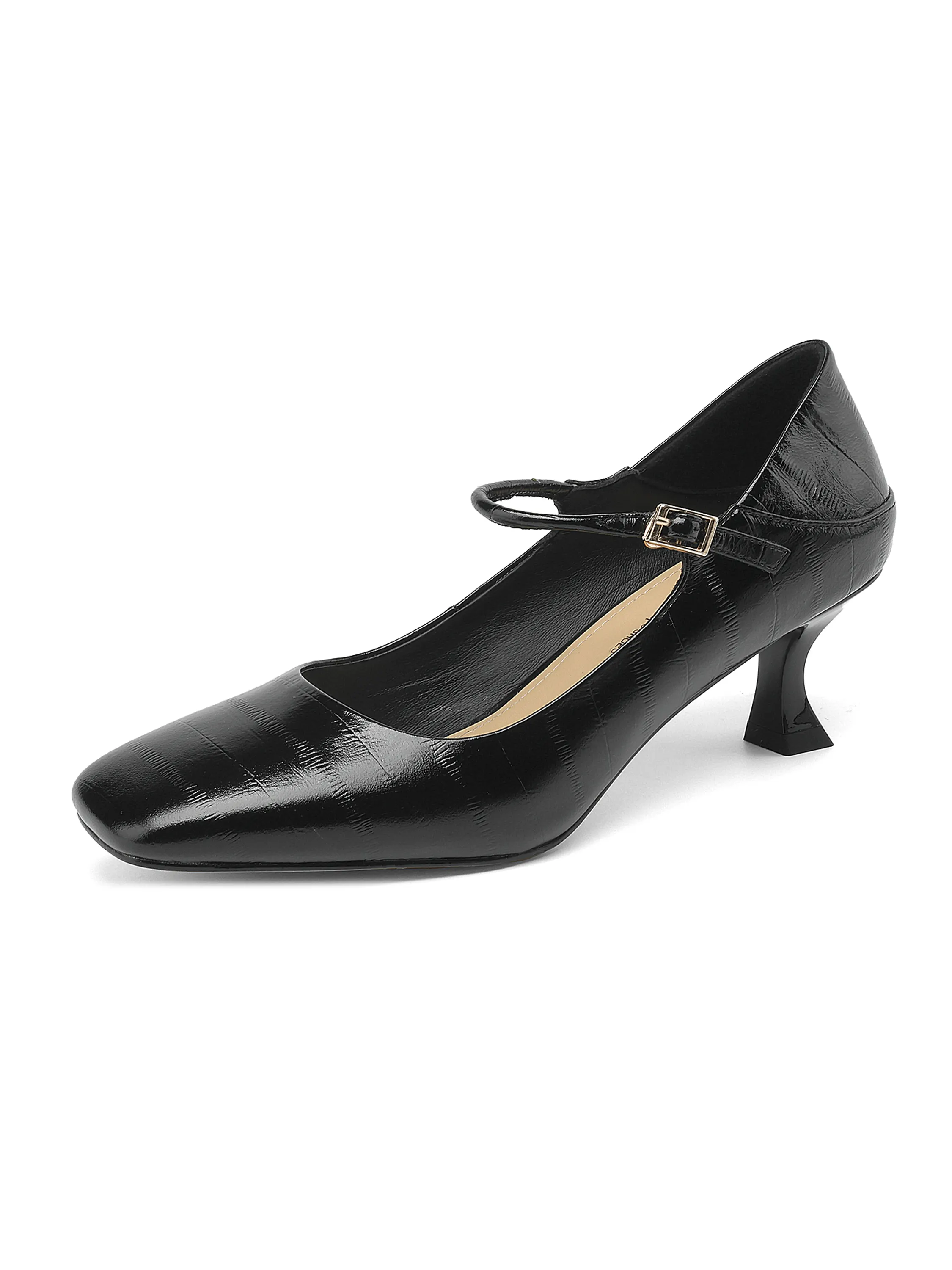 スクエアトゥ本革メリージェーンパンプス