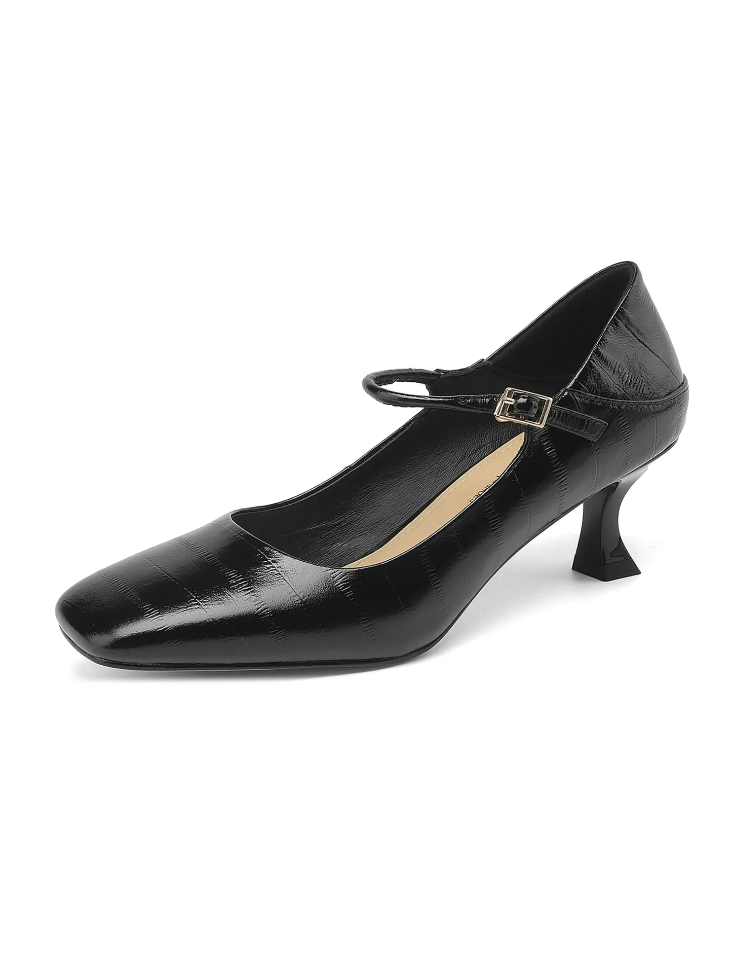 スクエアトゥ本革メリージェーンパンプス