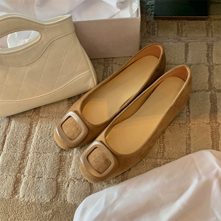 KENPOGEN バックルパンプス スクエアトゥ インヒール 4cmUP スエード 疲れにくい 美脚 通勤 オフィス