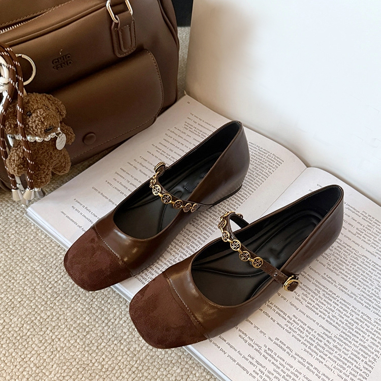 外反母趾ストラップシューズ 甲高 幅広 シークレット シューズ インヒール パンプス 幅広 可愛い ストラップ 歩きやすい レディース　ブラウン