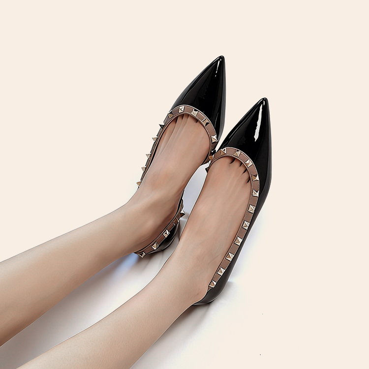 JL-KEN增高4CM铆钉V家尖头侧空凉鞋女