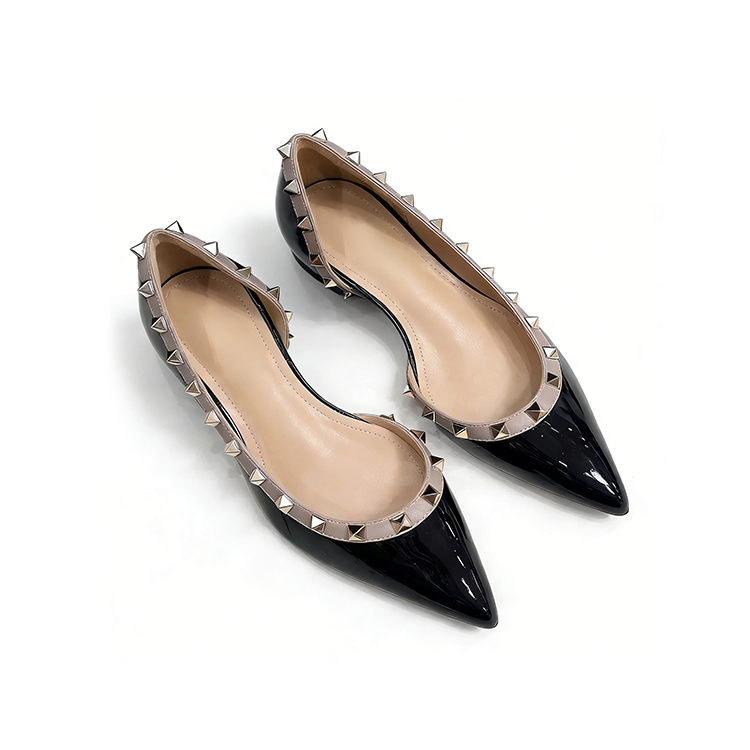 JL-KEN增高4CM铆钉V家尖头侧空凉鞋女