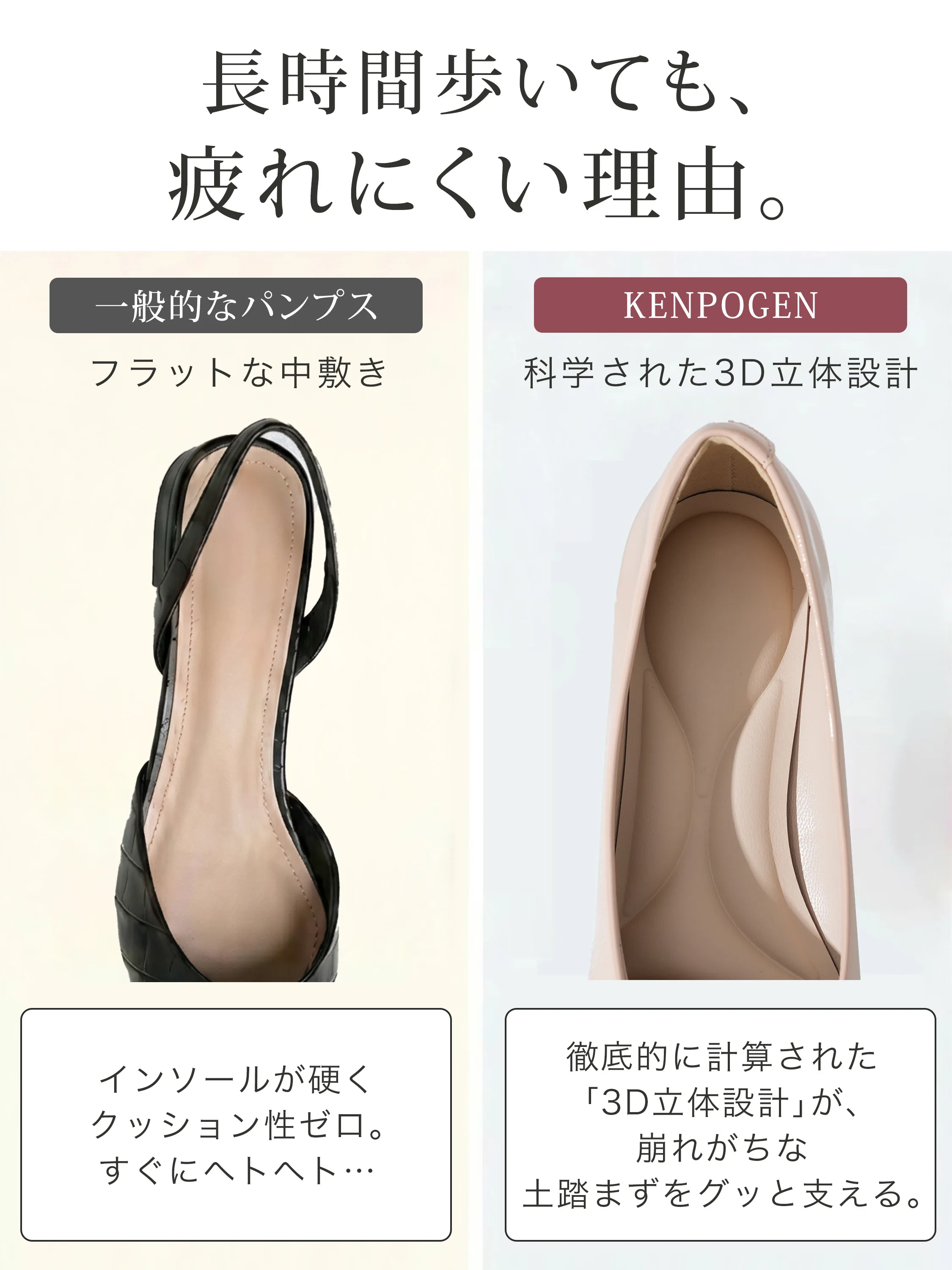 【選べるヒール高さ】KENPOGEN パンプス レディース ポインテッドトゥ 3cm 5cm 7cm 柔らかい スムース エナメル 就活 普段使い オケージョン