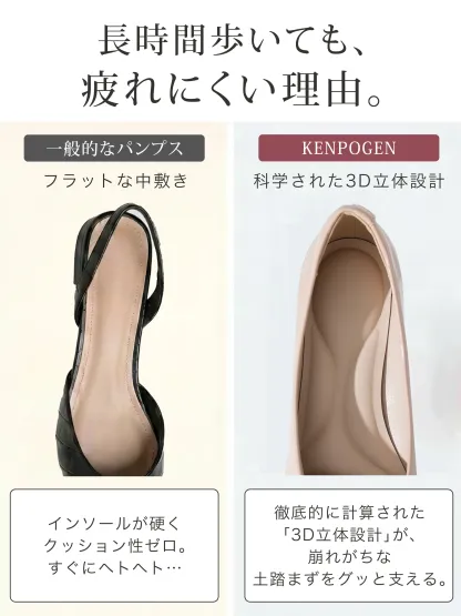 【選べるヒール高さ】KENPOGEN パンプス レディース ポインテッドトゥ 3cm 5cm 7cm 柔らかい スムース エナメル 就活 普段使い オケージョン