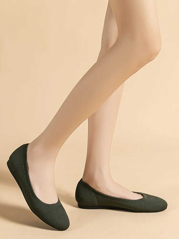 ラウンドトゥ ニットパンプス