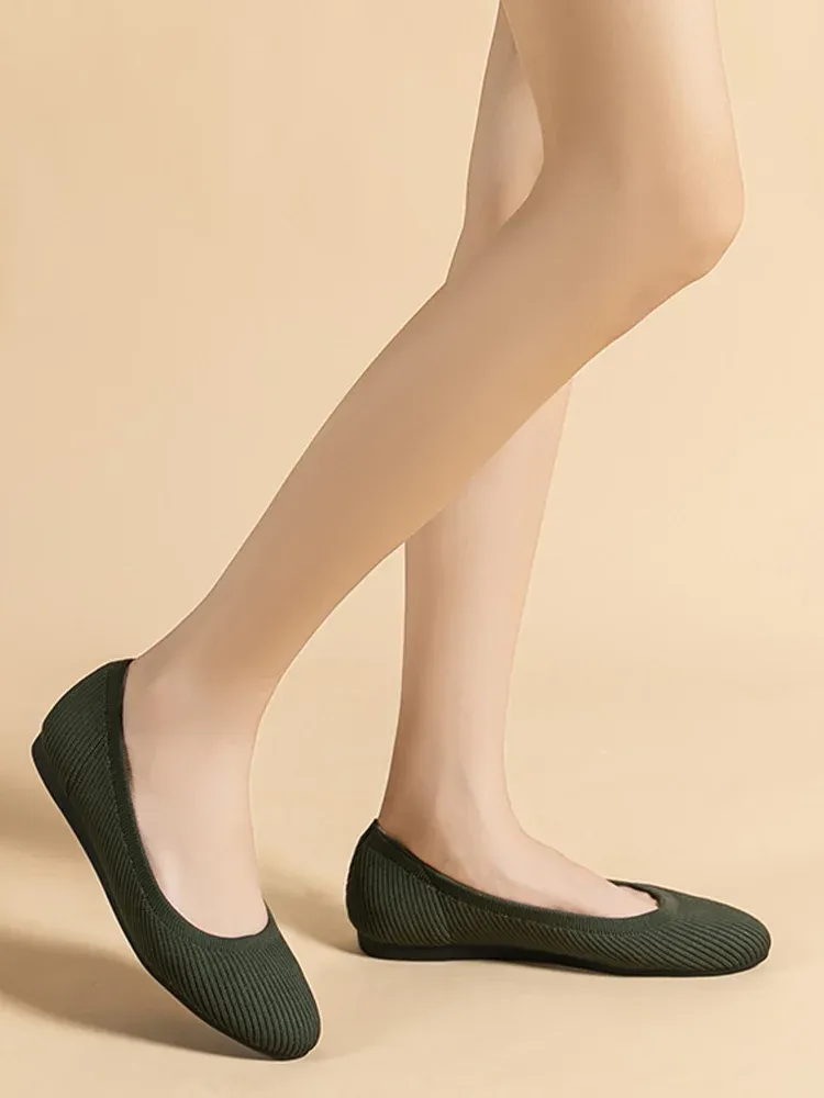 ラウンドトゥ ニットパンプス