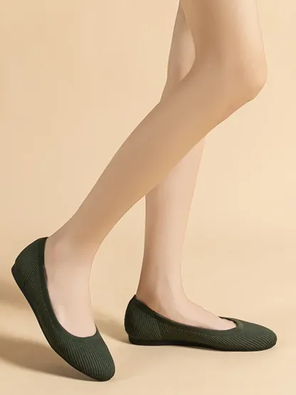 ラウンドトゥ ニットパンプス