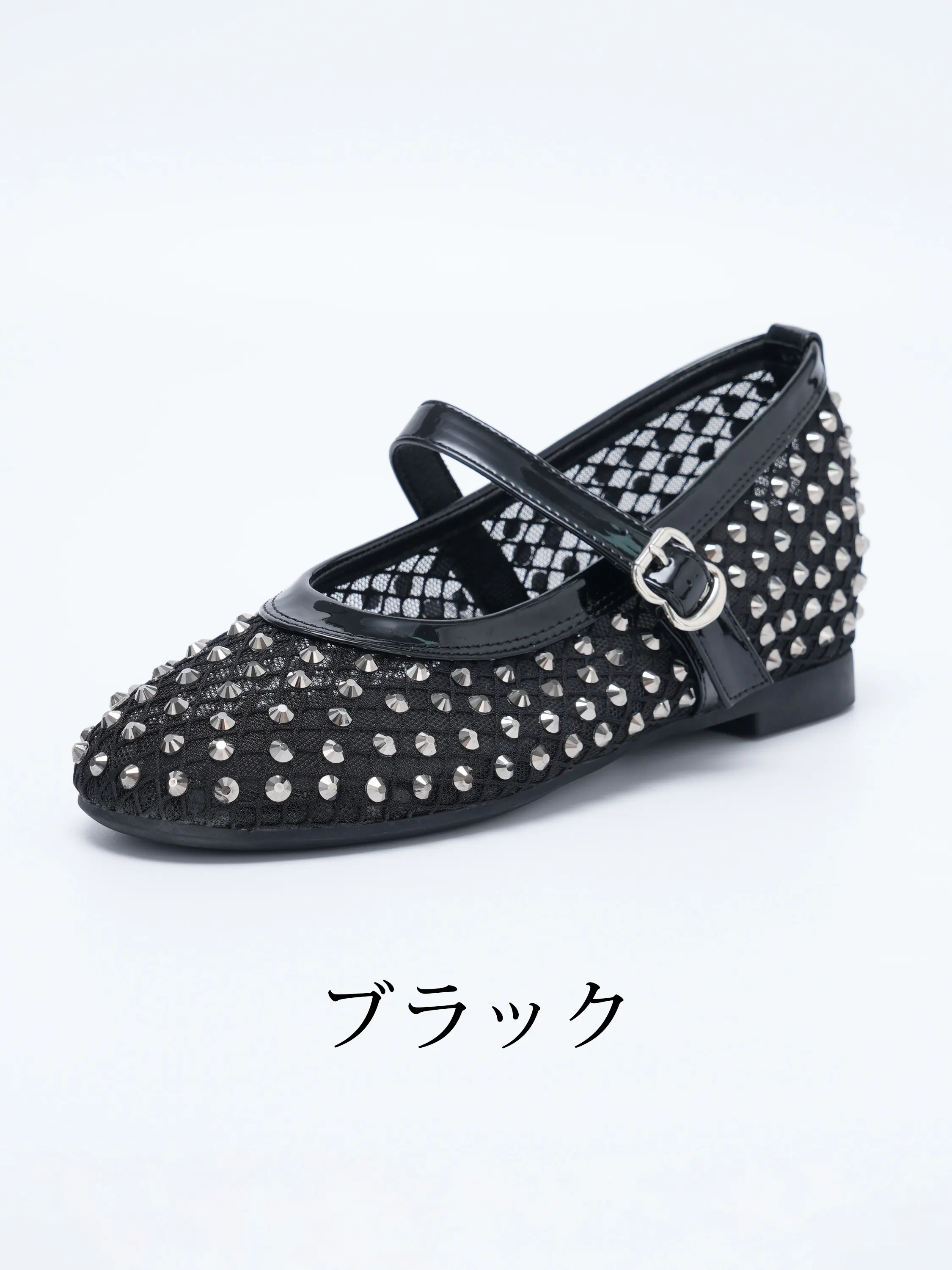 華やかビジュー 5cm美脚メッシュメリージェーン