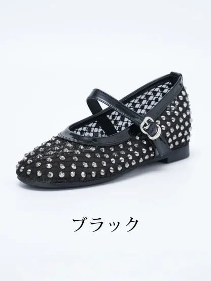 華やかビジュー 5cm美脚メッシュメリージェーン