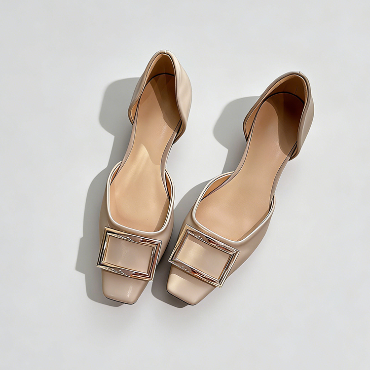 スクエアバックル サイドオープンパンプス