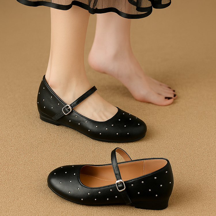 小さいサイズ インヒールパンプス 5cmUP スタッズ 柔らかい 滑りにくい 通勤